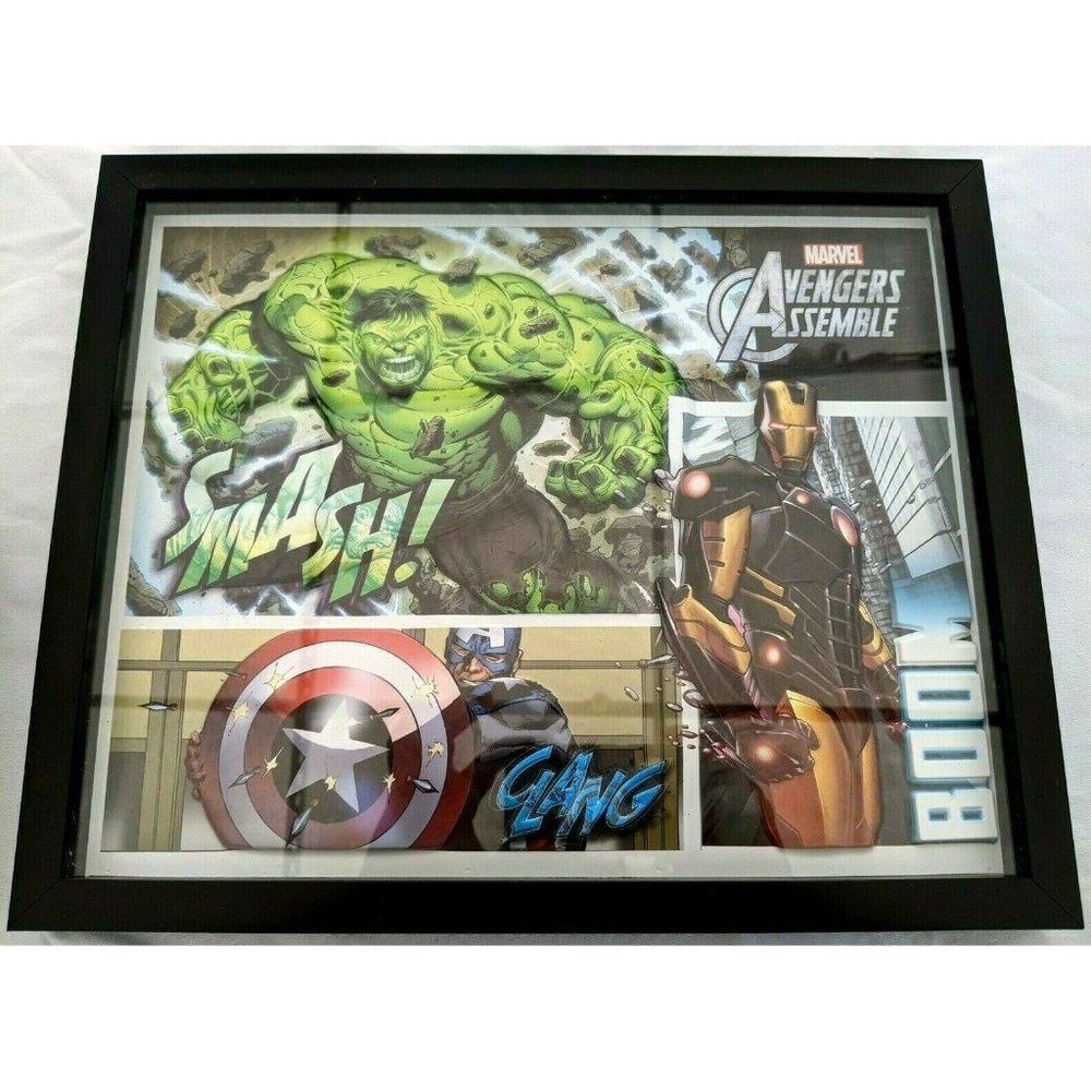Avengers Assemble Retro 3D Molded Shadowbox Art 15.25"x12.2" Edge Home Products
